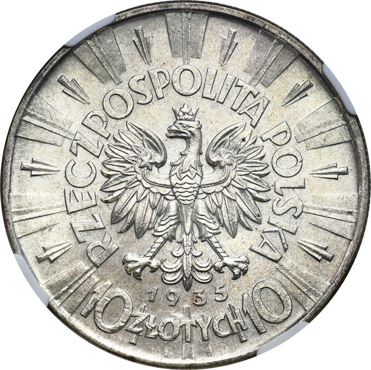 II RP. 10 złotych 1935 Piłsudski NGC MS64 - WYŚMIENITE
